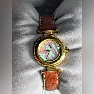 FENDI 320L gold plated brown MOP dial ladies watch